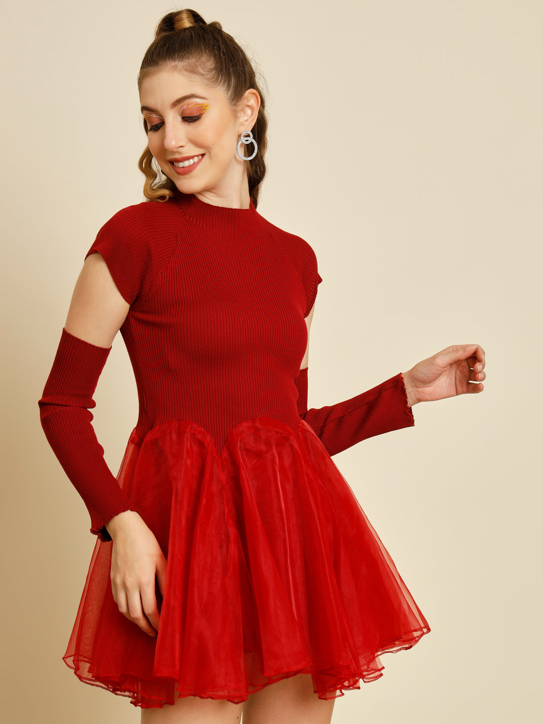 TANDUL  Women Fit and Flare Maroon Dress