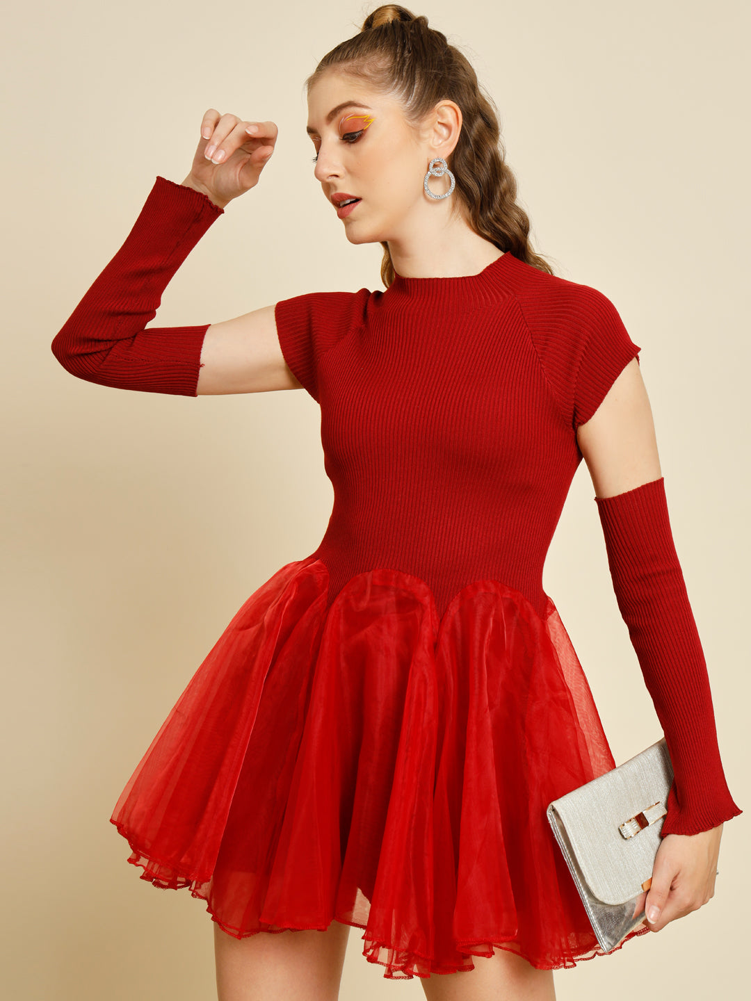 TANDUL  Women Fit and Flare Maroon Dress