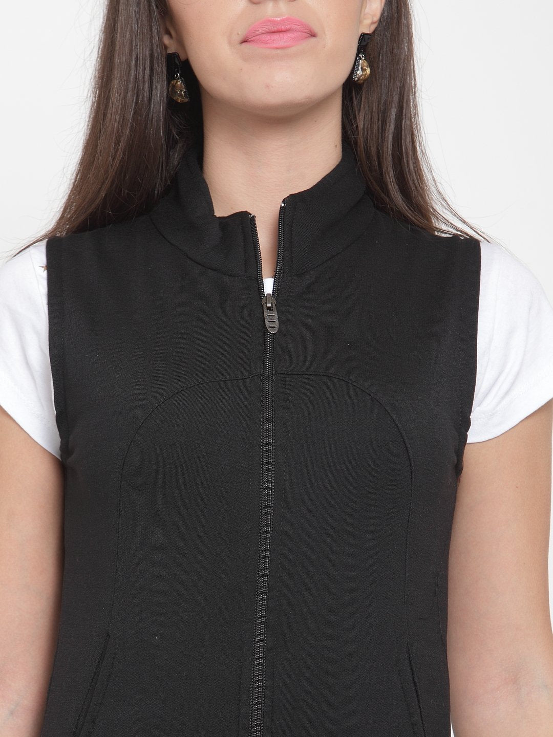 ZARVEY Sleeveless Solid Women Jacket