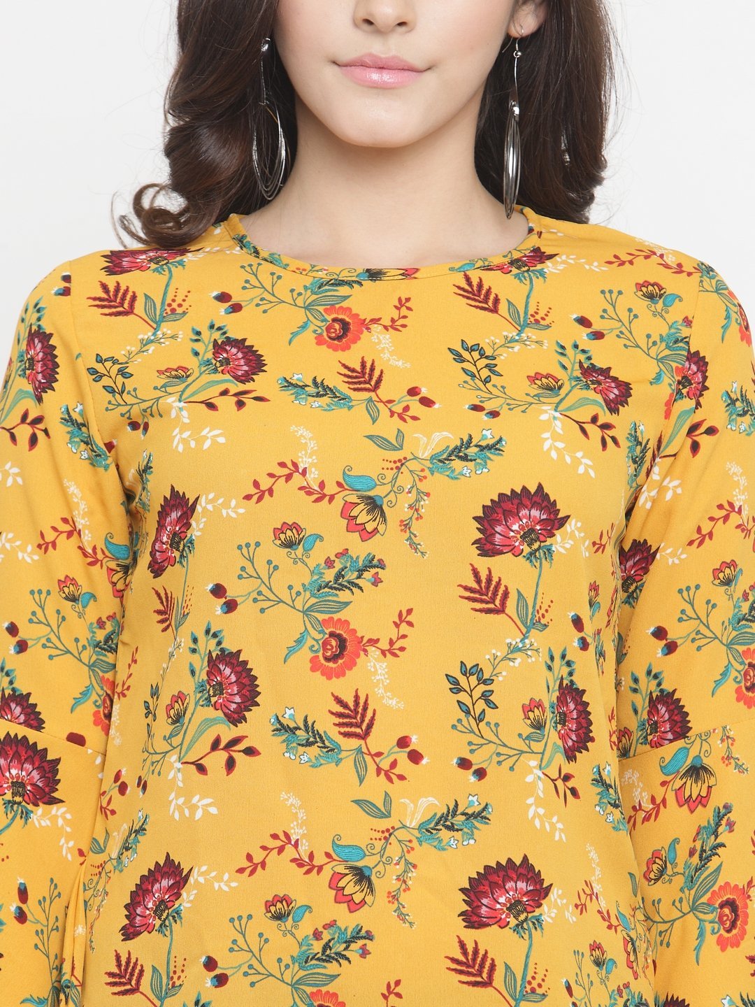 ZARVEY Casual Bell Sleeve Floral Print Women Multicolor Top