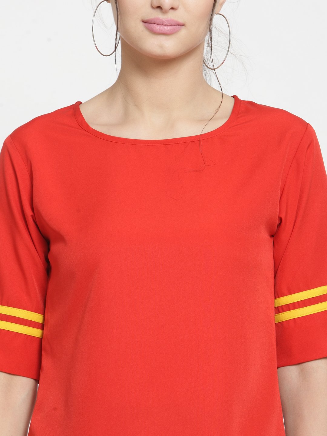 ZARVEY Casual Regular Sleeve Printed Women Red Top