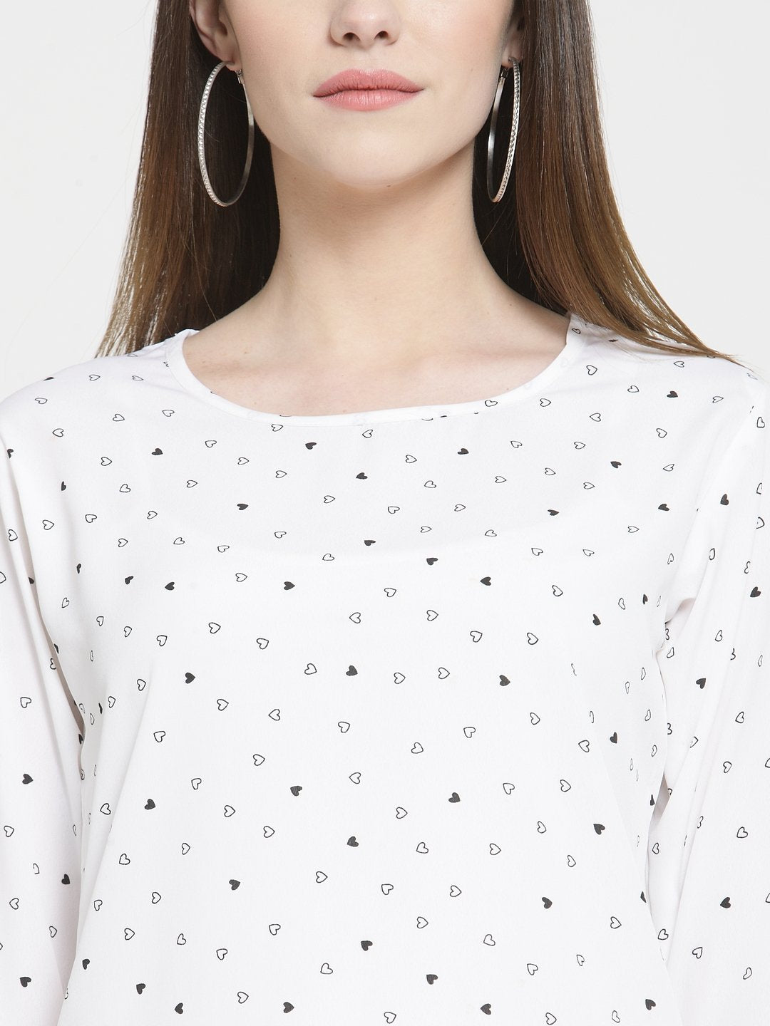 ZARVEY Casual Bell Sleeve Printed Women White Top