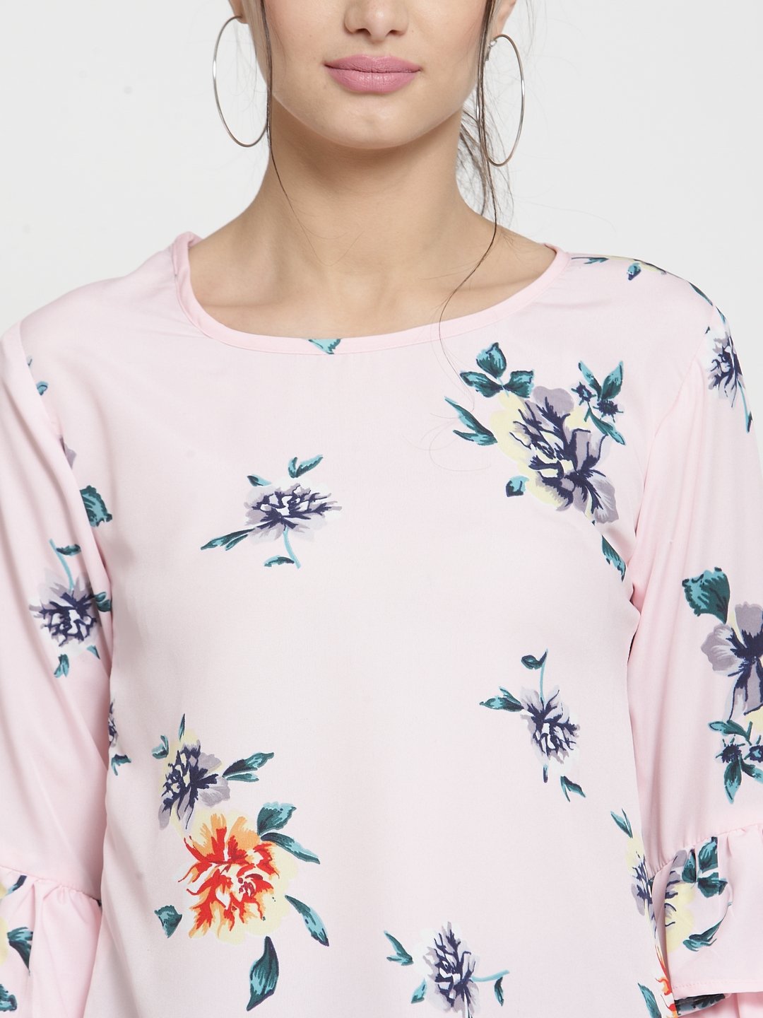 ZARVEY Casual Layered Sleeve Printed Women Multicolor Top