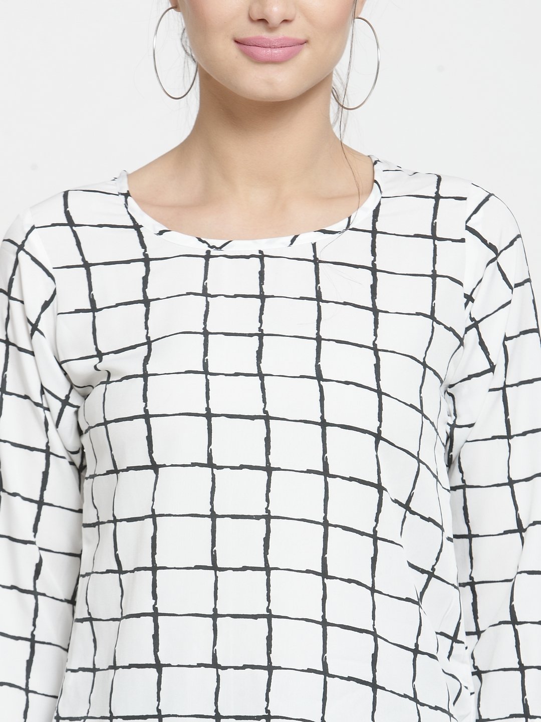 ZARVEY Casual Regular Sleeve Checkered Women Multicolor Top