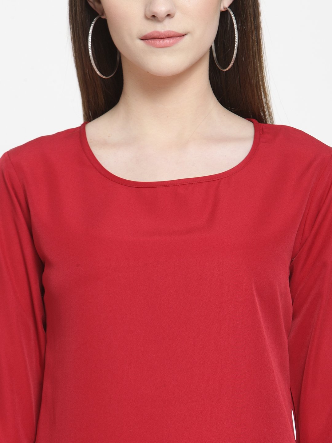 ZARVEY Party Bell Sleeve Solid Women Maroon Top