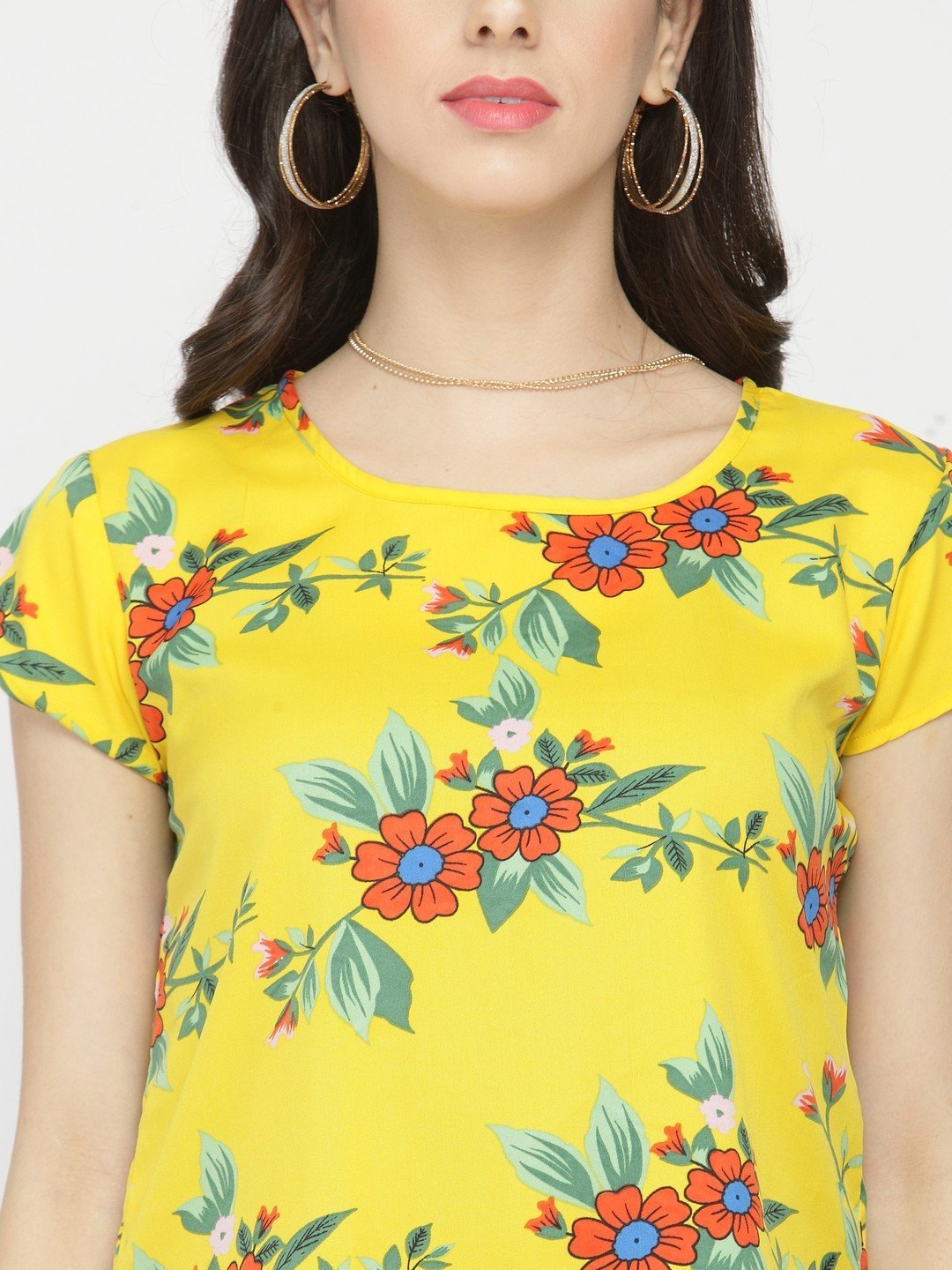 ZARVEY Casual Cap Sleeve Floral Print Women Multicolor Top