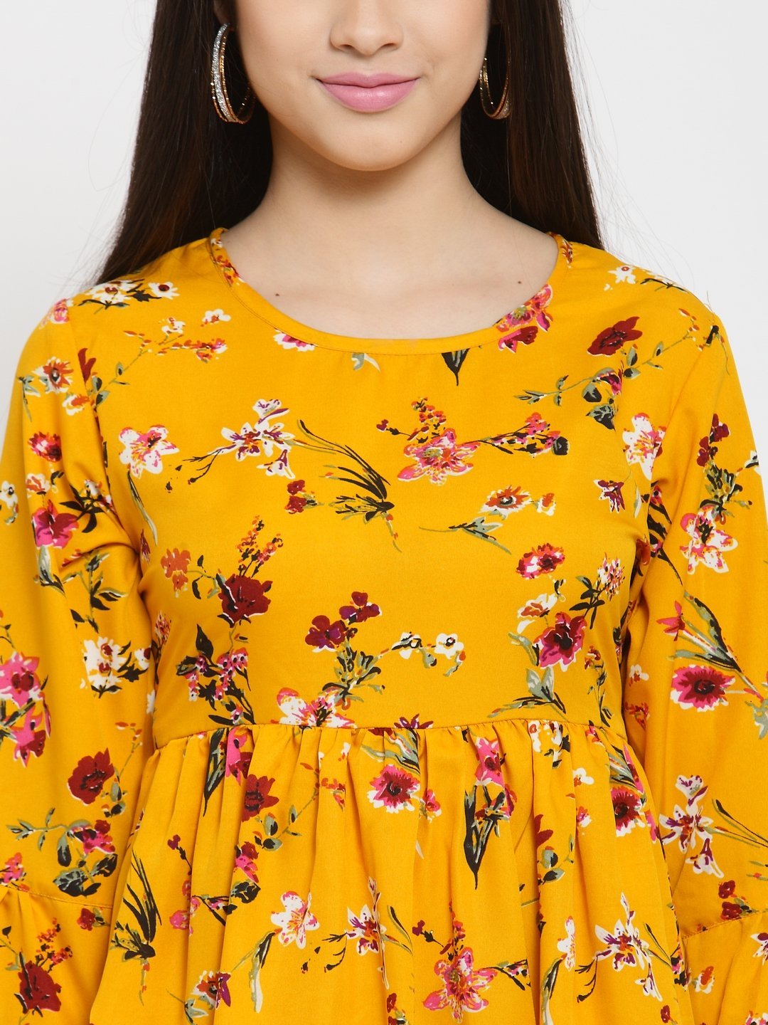 ZARVEY Casual Bell Sleeve Floral Print Women Multicolor Top