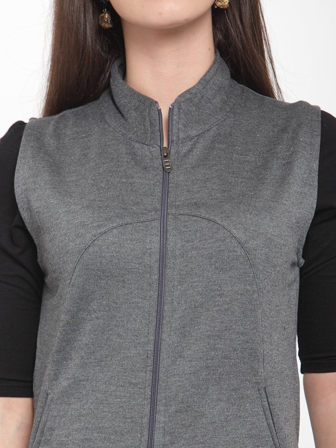 ZARVEY Sleeveless Solid Women Jacket