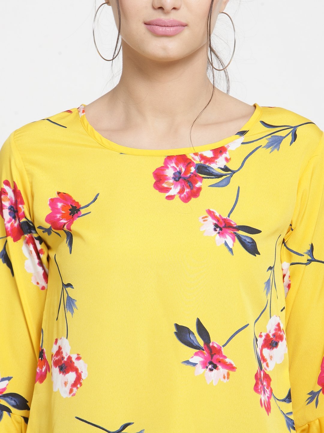 ZARVEY Casual Bell Sleeve Printed Women Multicolor Top