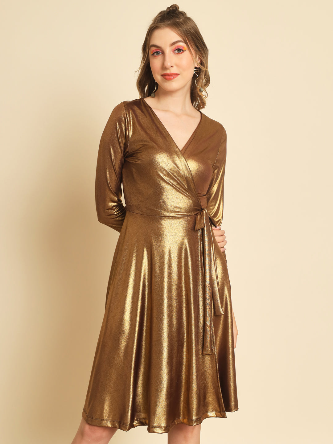 TANDUL  Women A-line Gold Dress