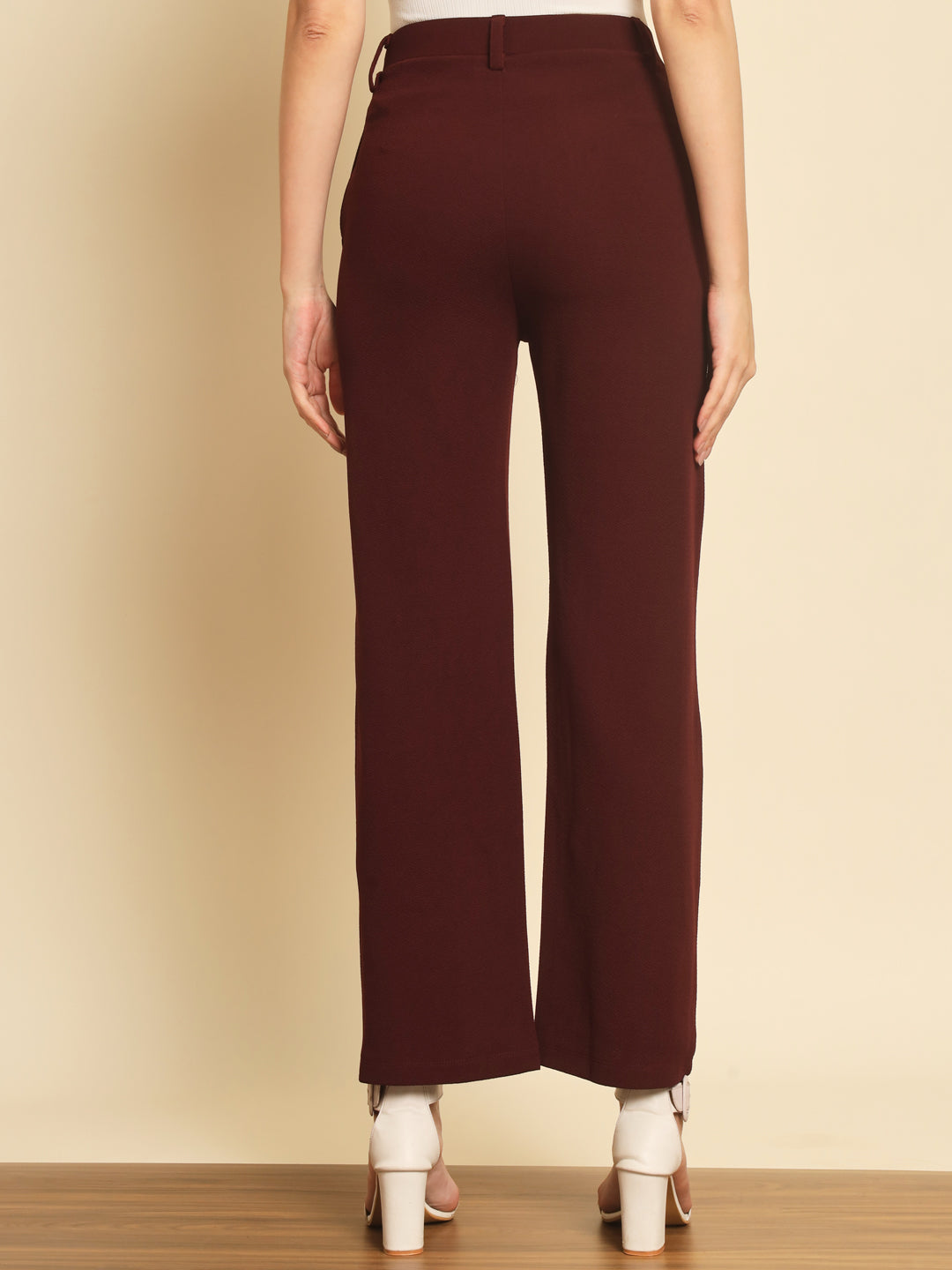 TANDUL Women Regular Fit Maroon Lycra Blend Trousers