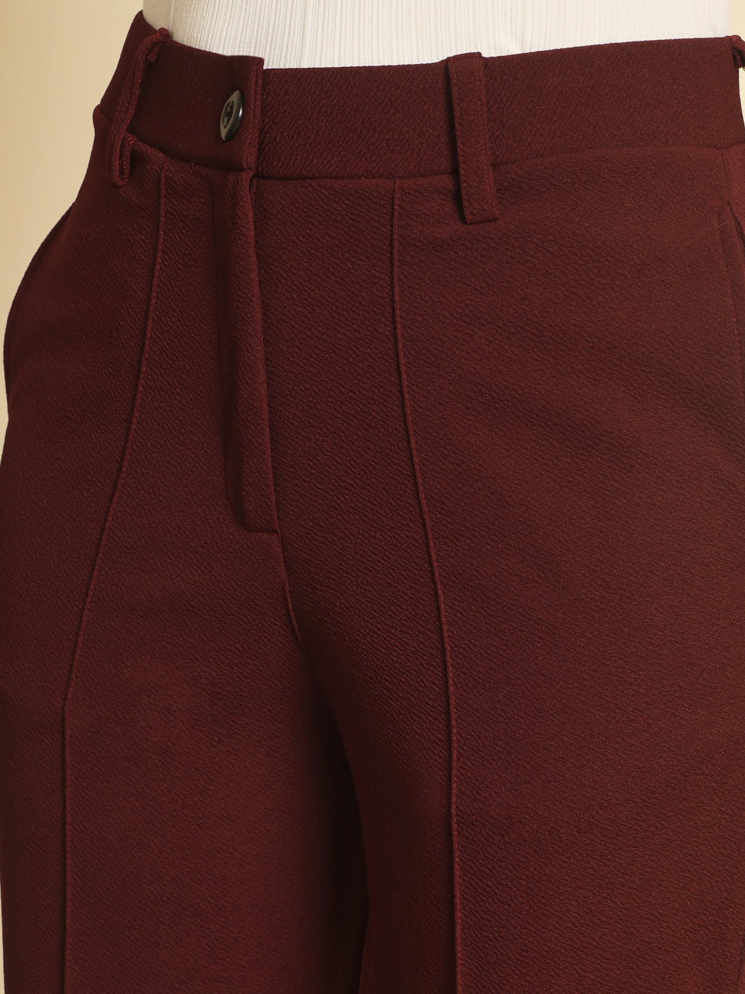 TANDUL Women Regular Fit Maroon Lycra Blend Trousers