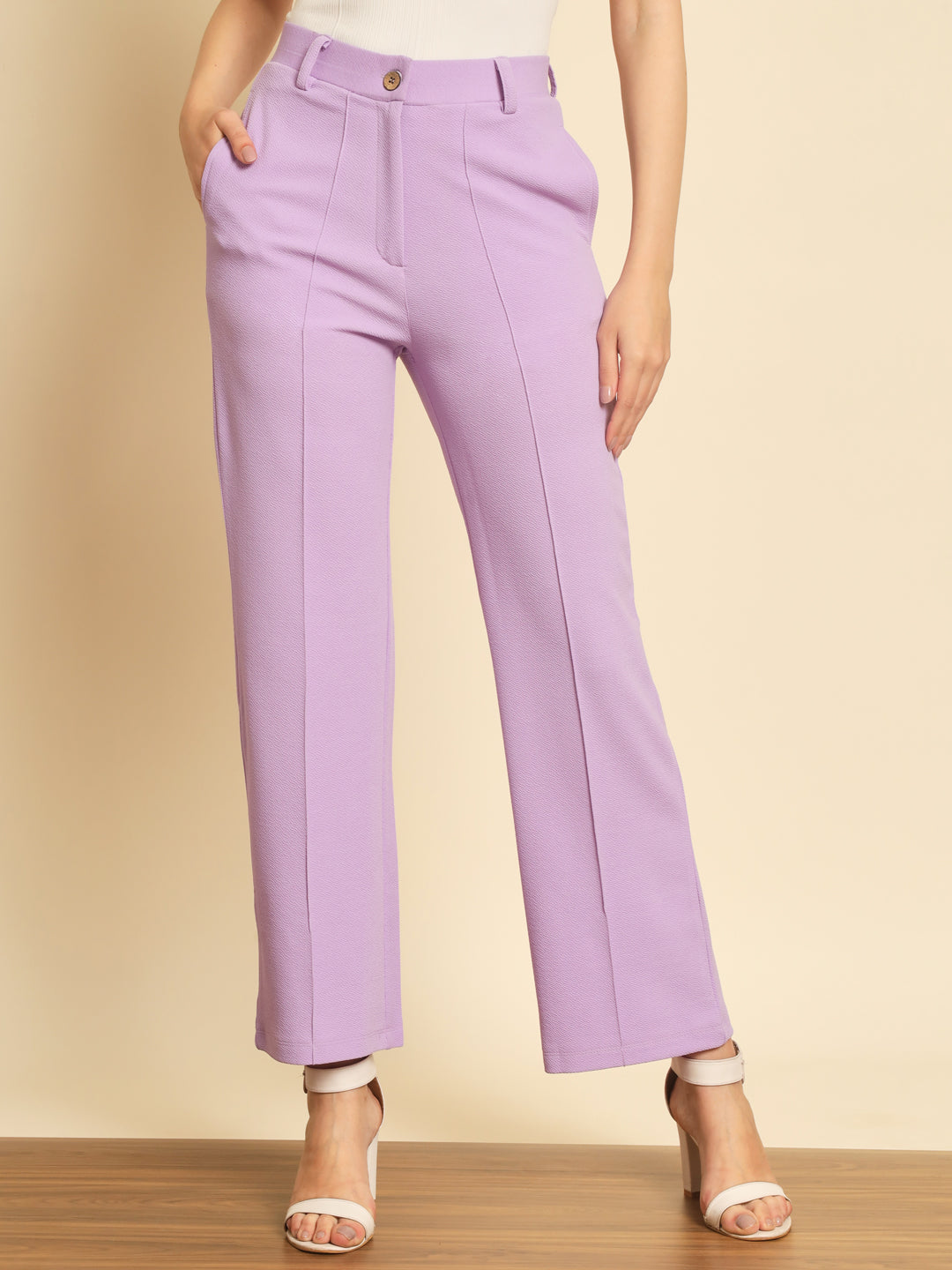 TANDUL Women Regular Fit Purple Lycra Blend Trousers