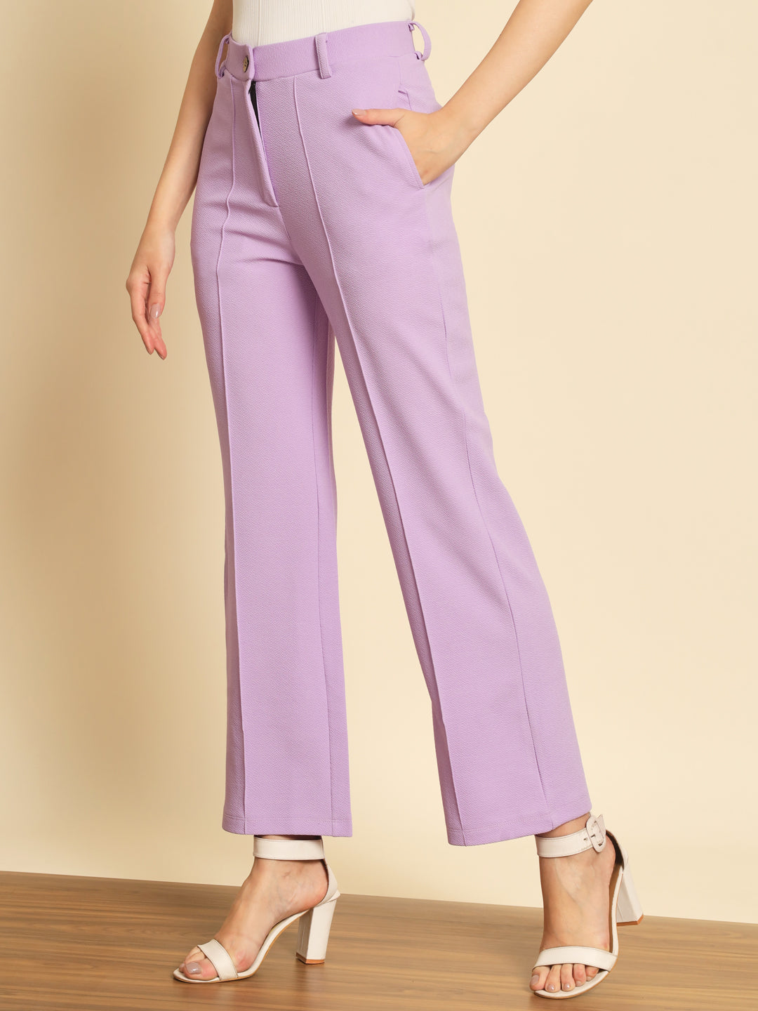 TANDUL Women Regular Fit Purple Lycra Blend Trousers