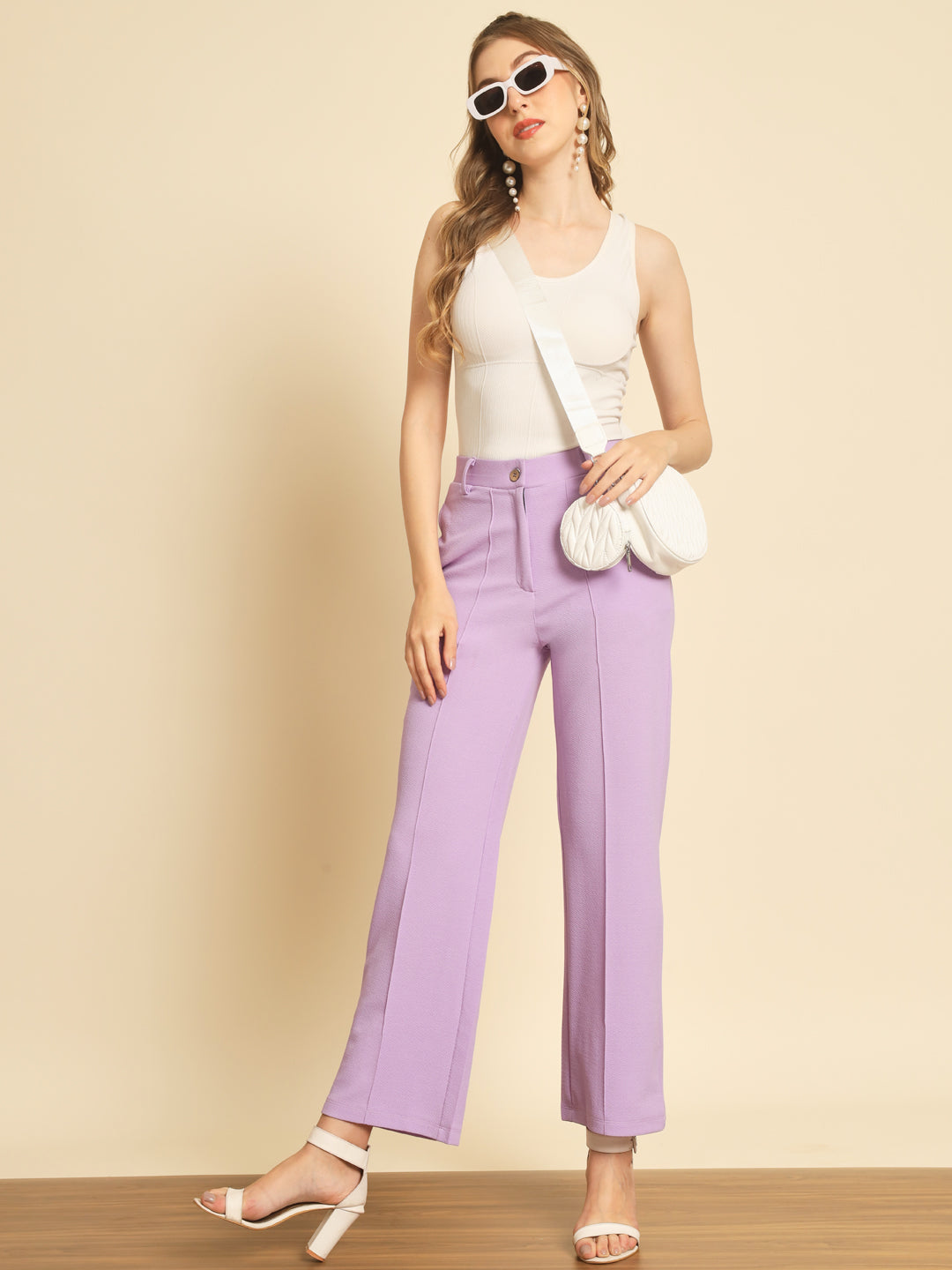 TANDUL Women Regular Fit Purple Lycra Blend Trousers