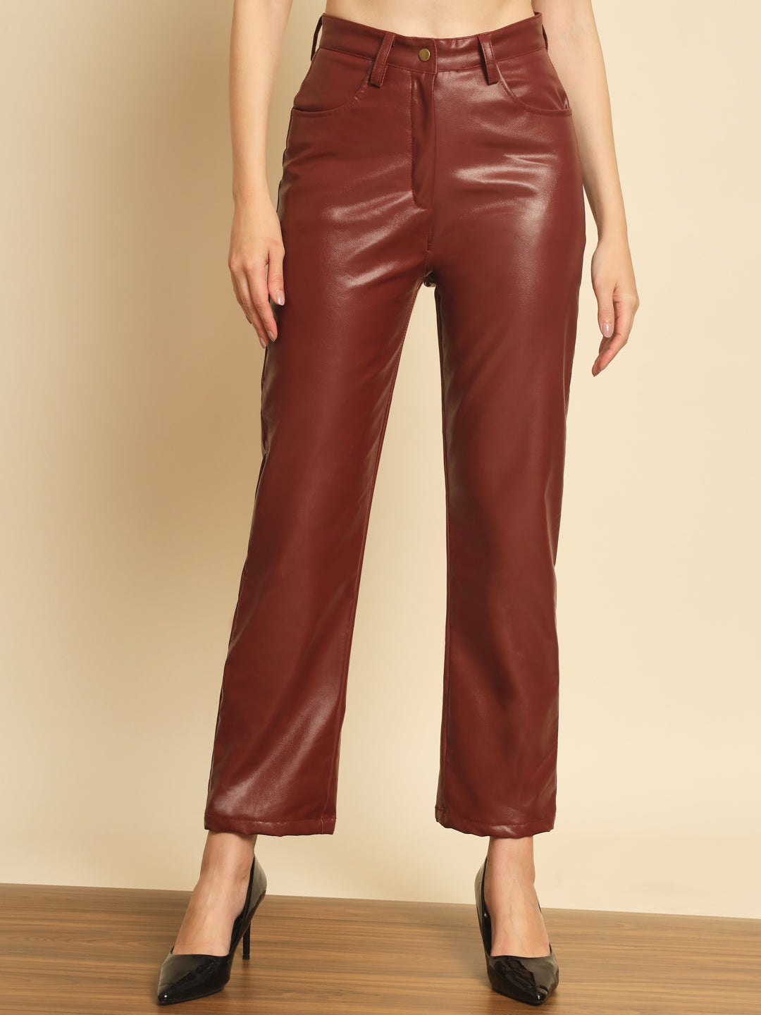 TANDUL Women Regular Fit Maroon Lycra Blend Trousers