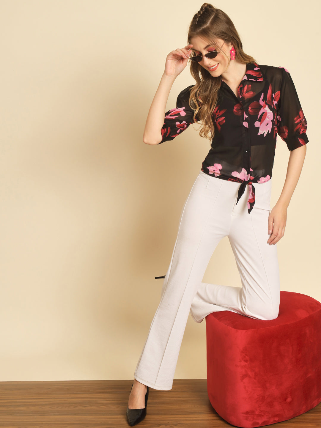 TANDUL  Women Regular Fit Printed Built-up Collar Casual Shirt