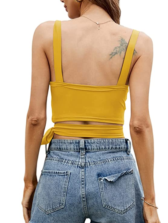TANDUL  Casual Sleeveless Solid Women Yellow Top