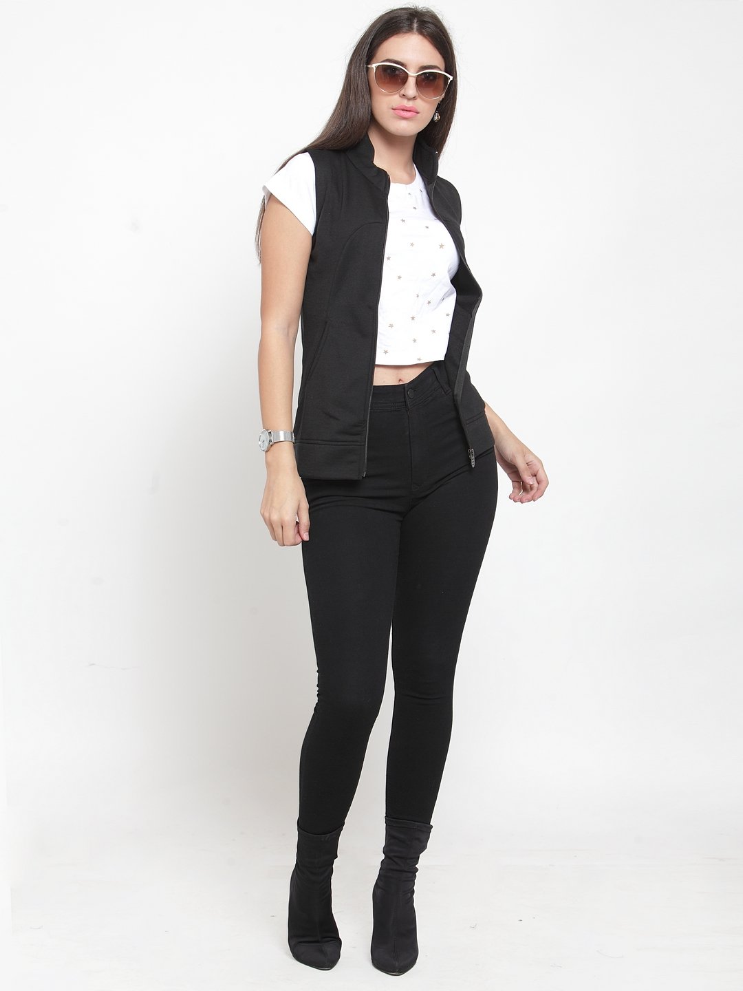 ZARVEY Sleeveless Solid Women Jacket