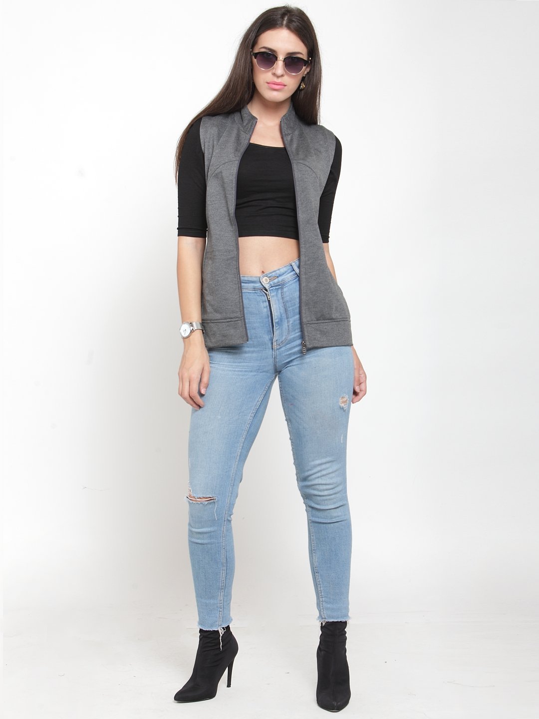 ZARVEY Sleeveless Solid Women Jacket