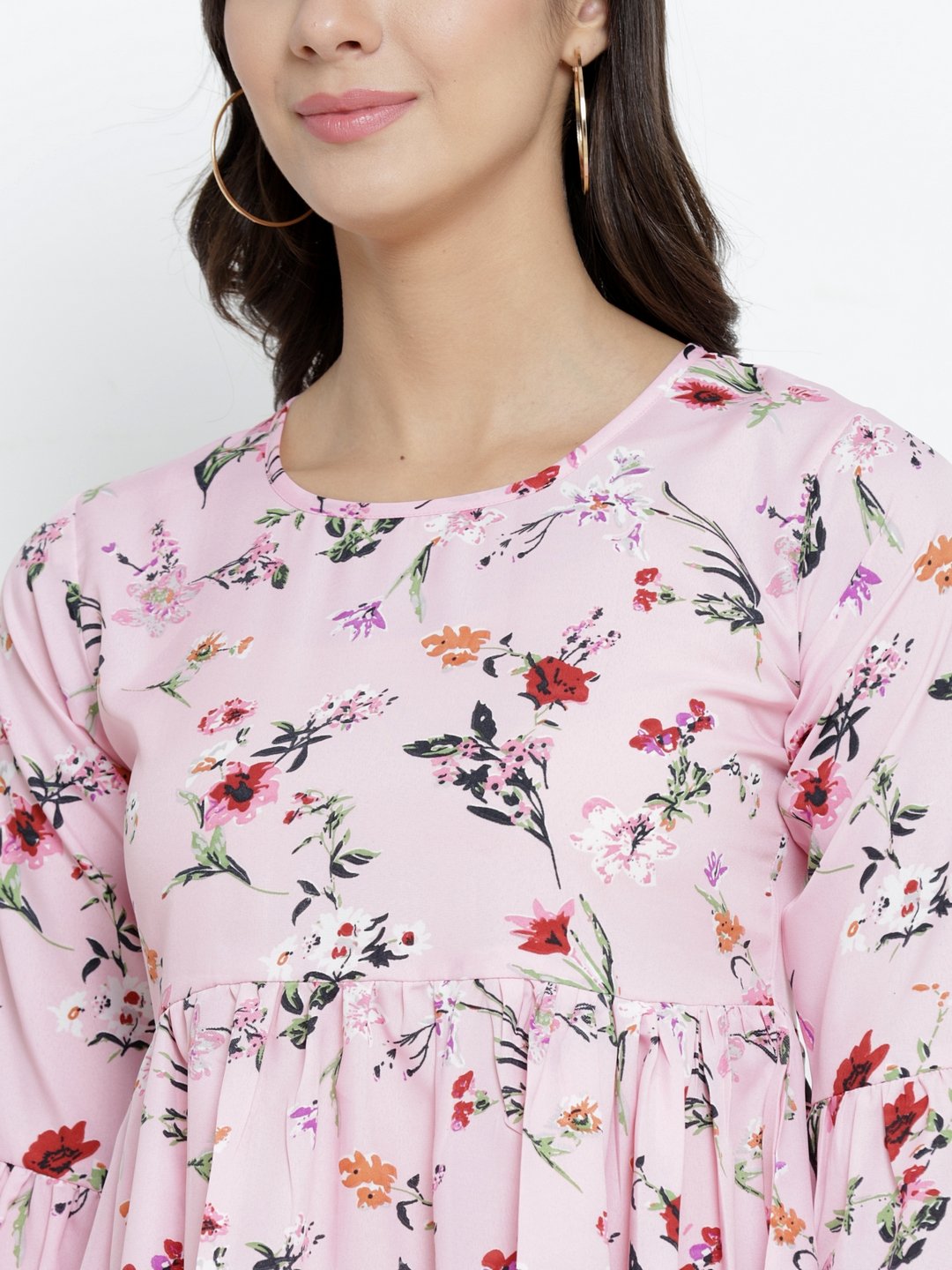 ZARVEY Casual Bell Sleeve Floral Print Women Multicolor Top