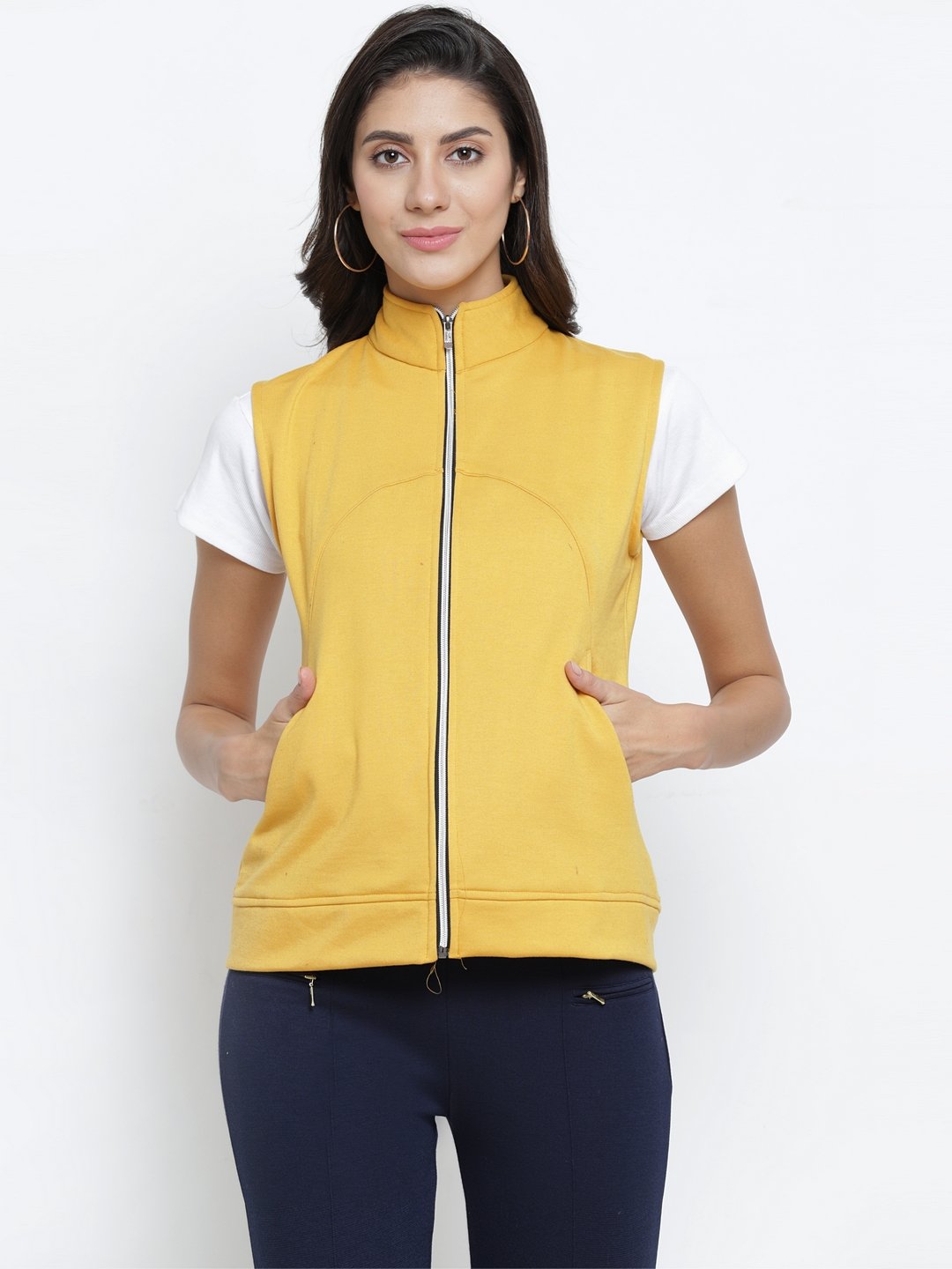 ZARVEY Sleeveless Solid Women's Jacket