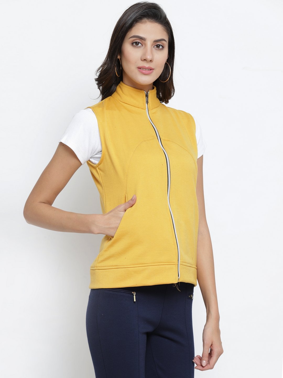 ZARVEY Sleeveless Solid Women's Jacket