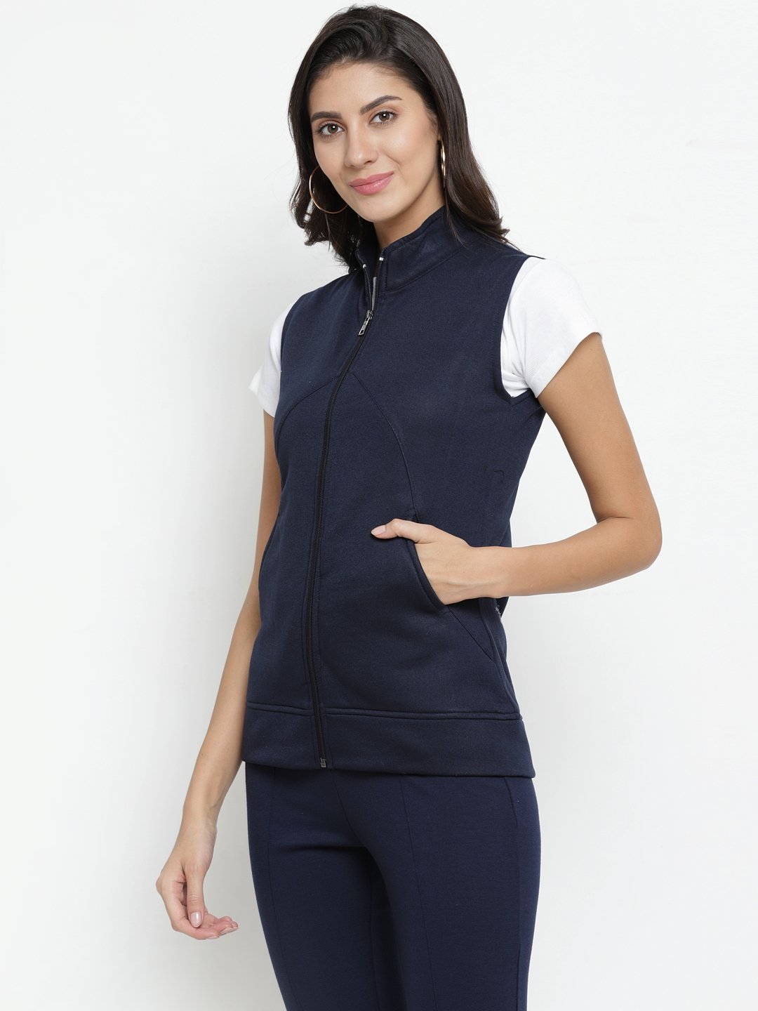 ZARVEY Sleeveless Solid Women's Jacket