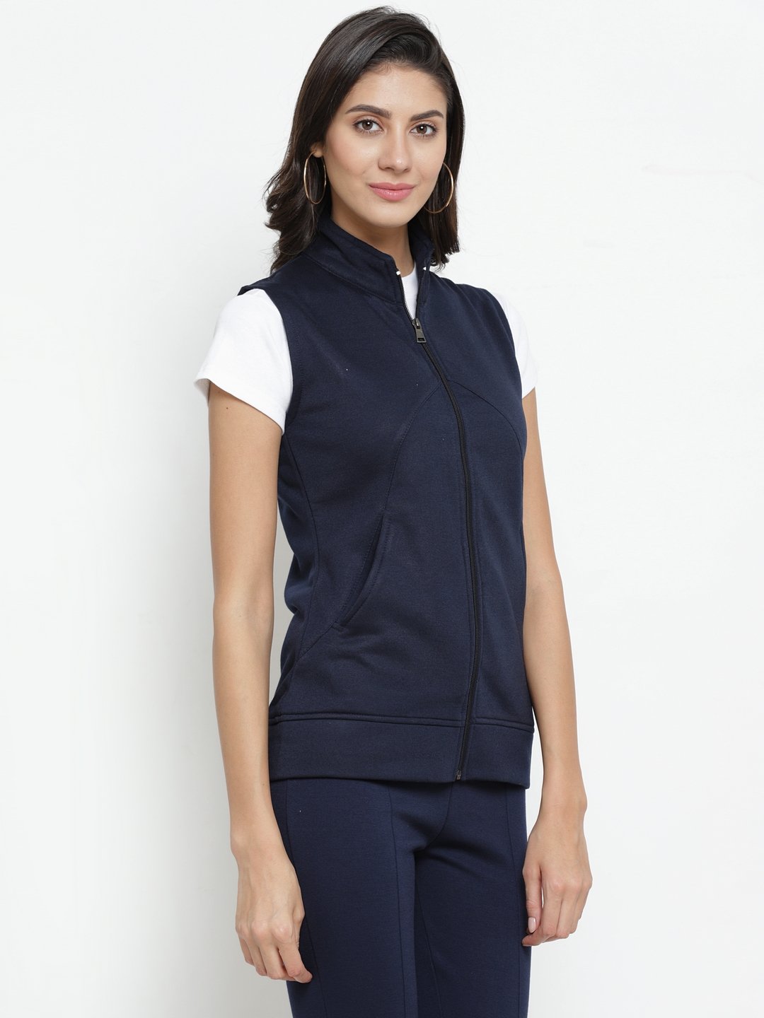 ZARVEY Sleeveless Solid Women's Jacket