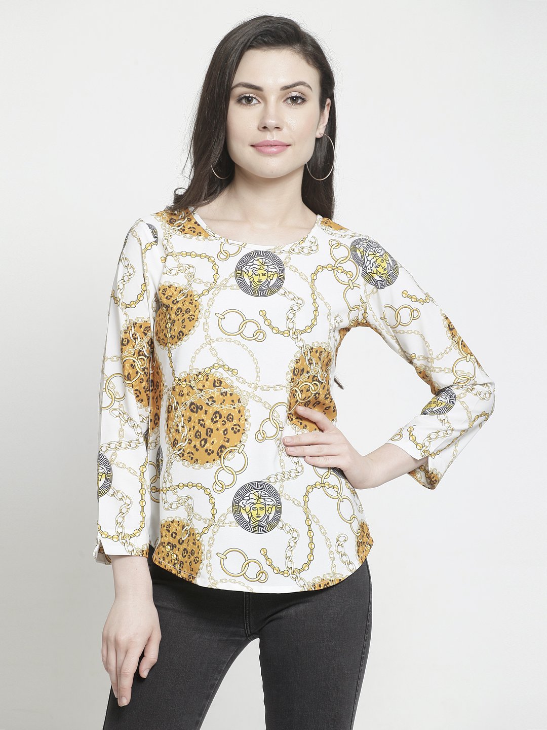 ZARVEY Casual Regular Sleeve Printed Women Multicolor Top