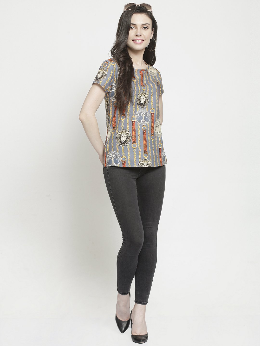 ZARVEY Casual Regular Sleeve Printed Women Multicolor Top