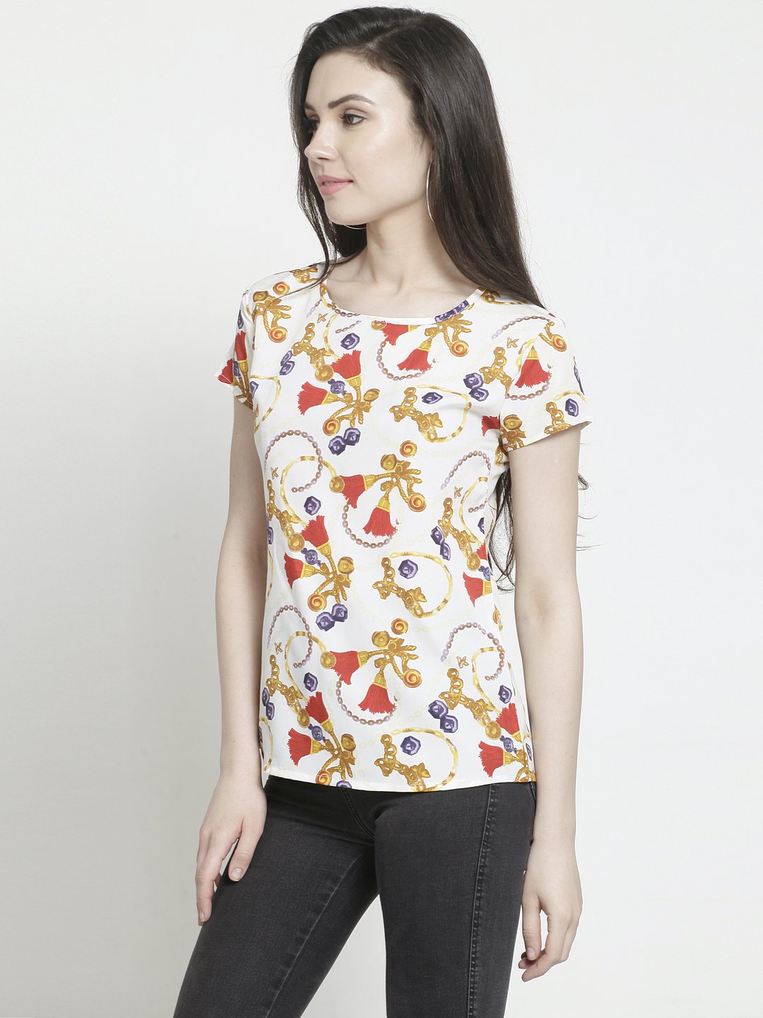 ZARVEY Casual Regular Sleeve Printed Women Multicolor Top