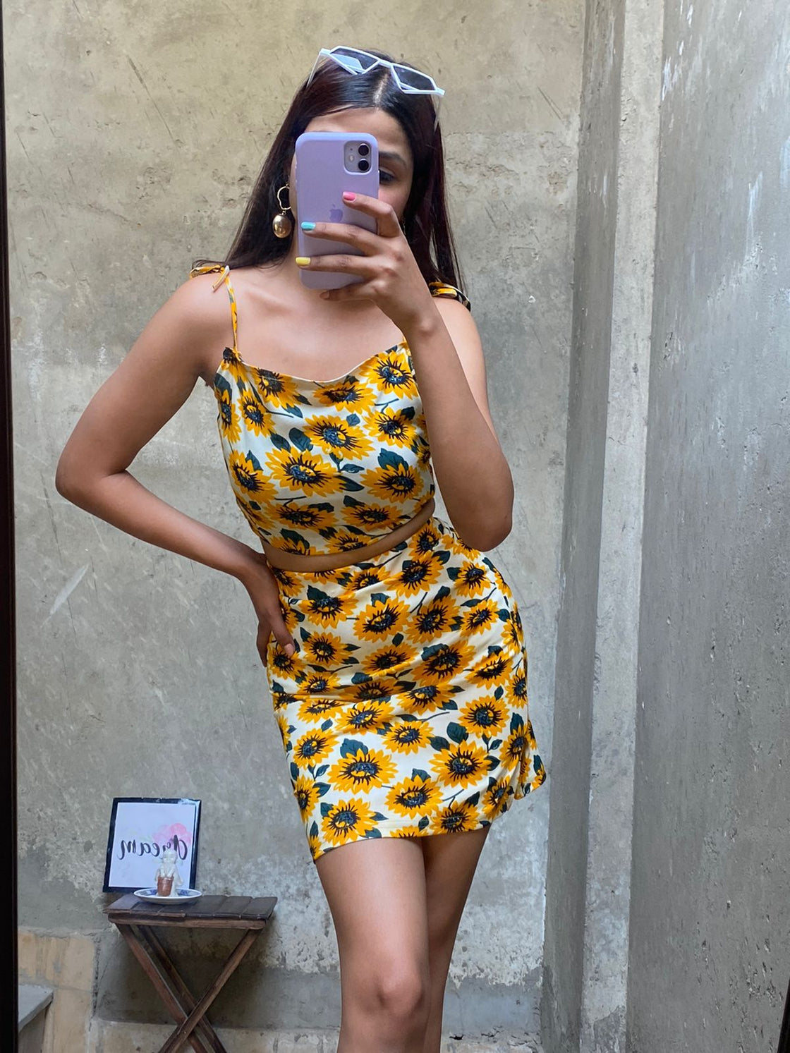 TANDUL sunflower print co ord set