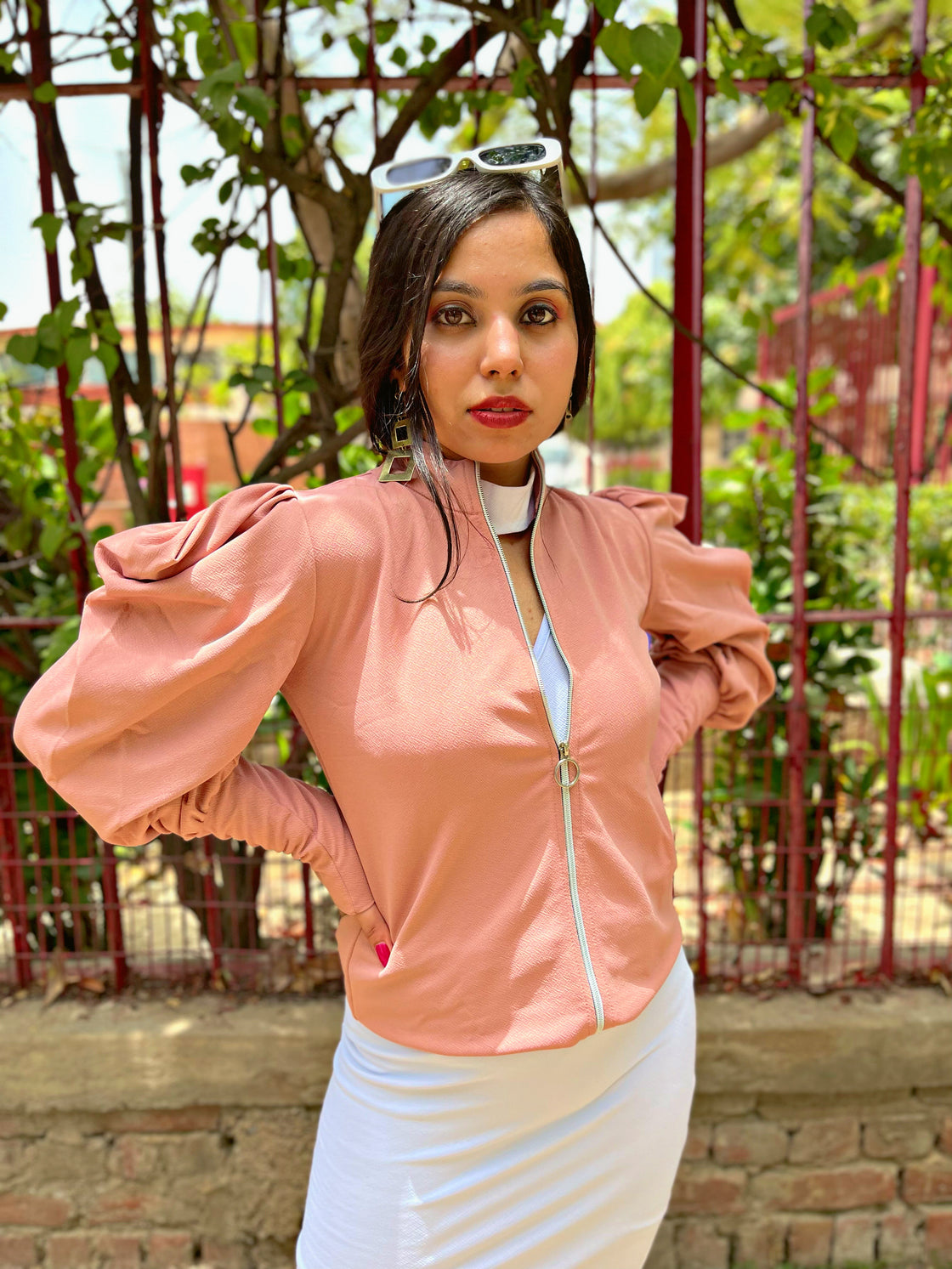 TANDUL  Casual Puff Sleeves Solid Women Pink Top