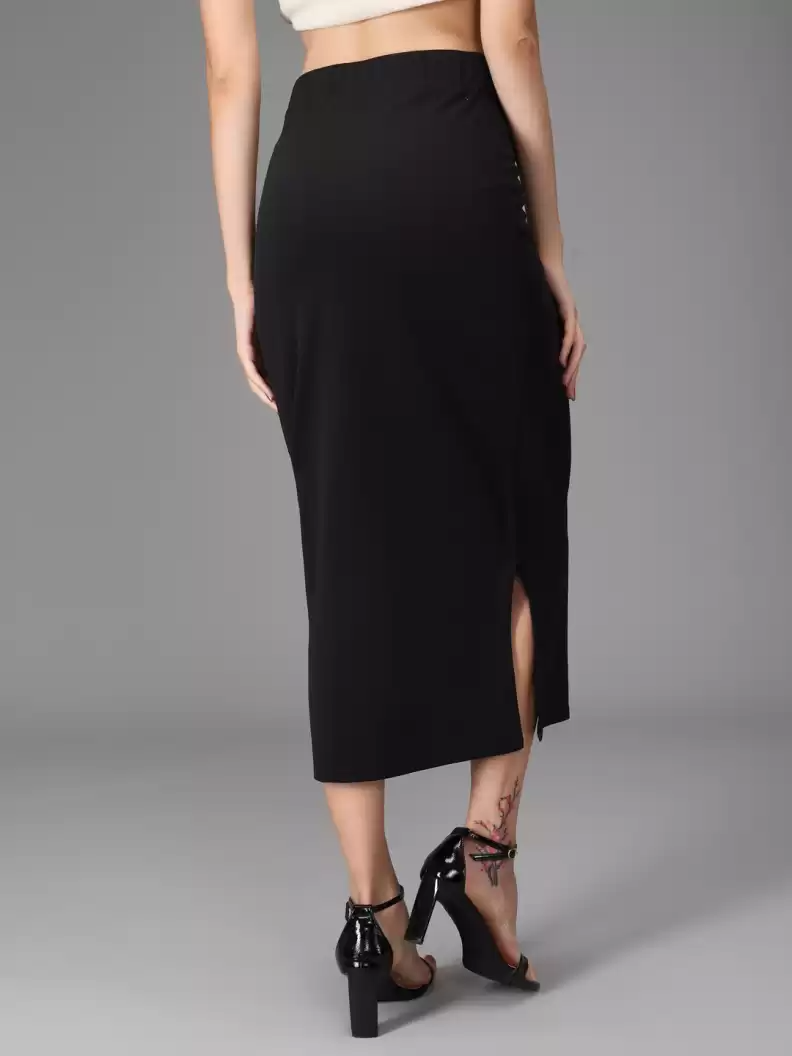 TANDUL  Women Solid Tube Black Skirt