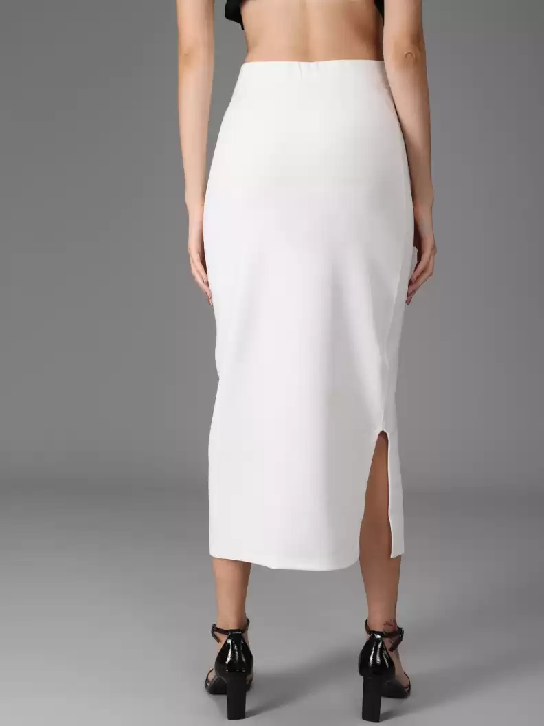 TANDUL  Women Solid Tube White Skirt