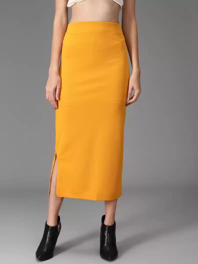 TANDUL  Women Solid Tube Yellow Skirt