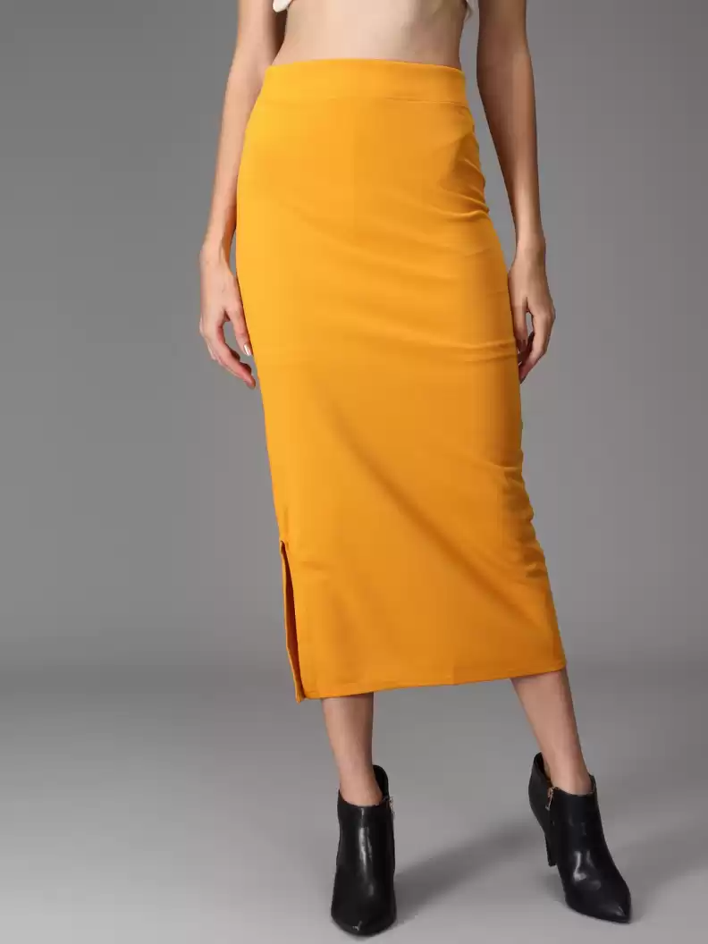 TANDUL  Women Solid Tube Yellow Skirt