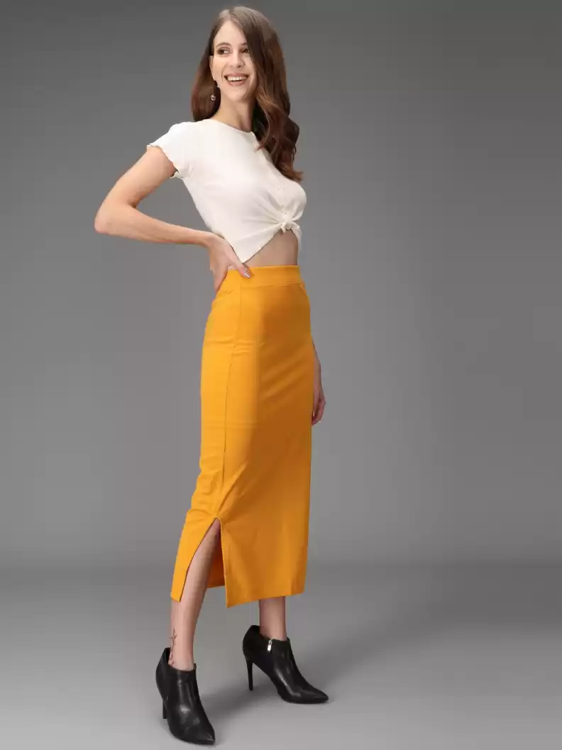 TANDUL  Women Solid Tube Yellow Skirt