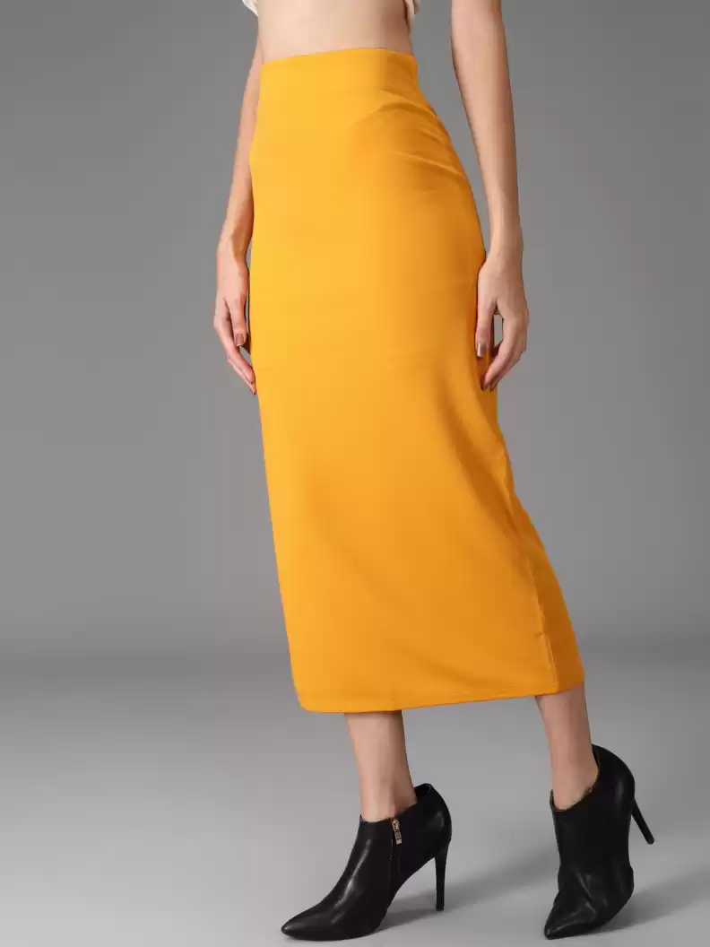 TANDUL  Women Solid Tube Yellow Skirt