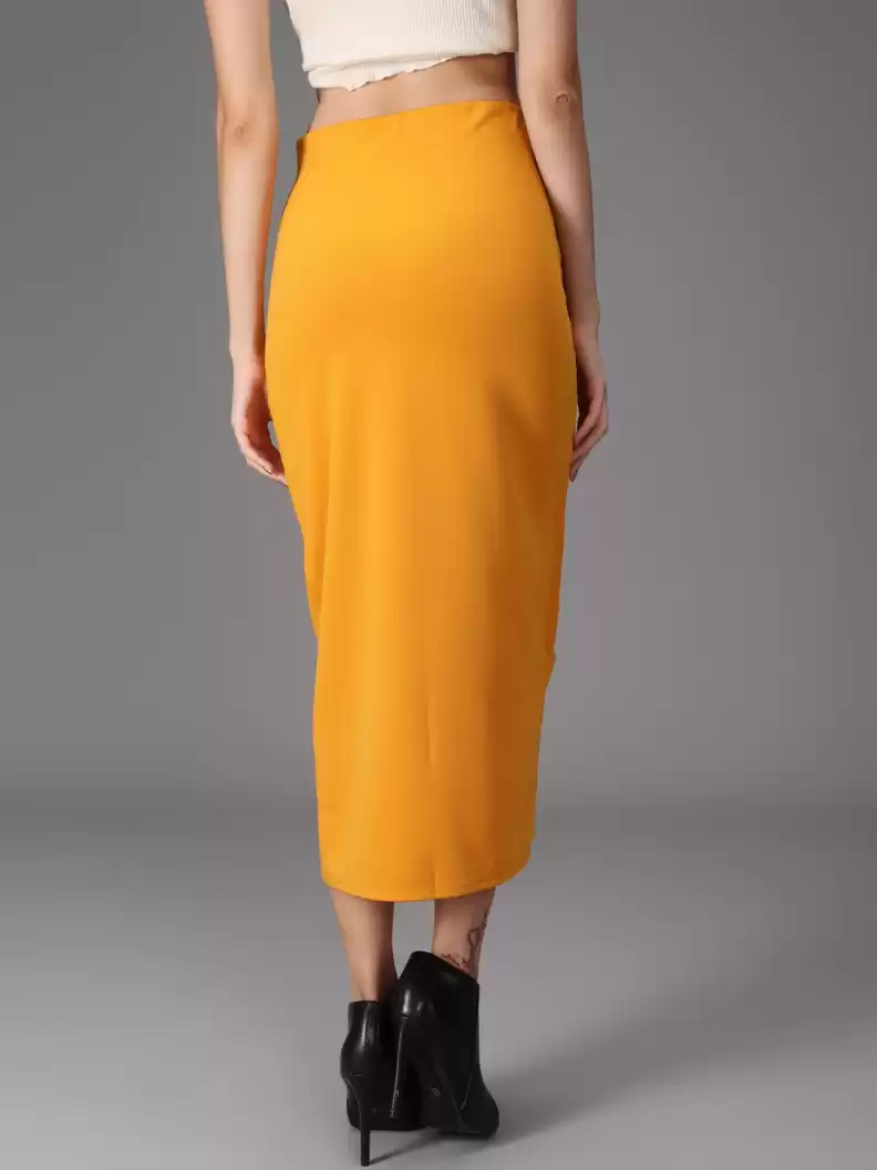 TANDUL  Women Solid Tube Yellow Skirt