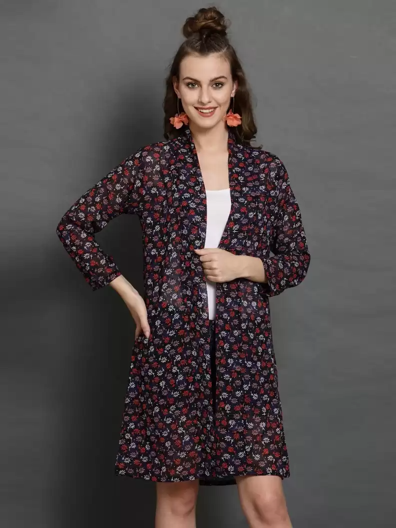 TANDUL  Women 3/4th Sleeve Multicolor Shrug