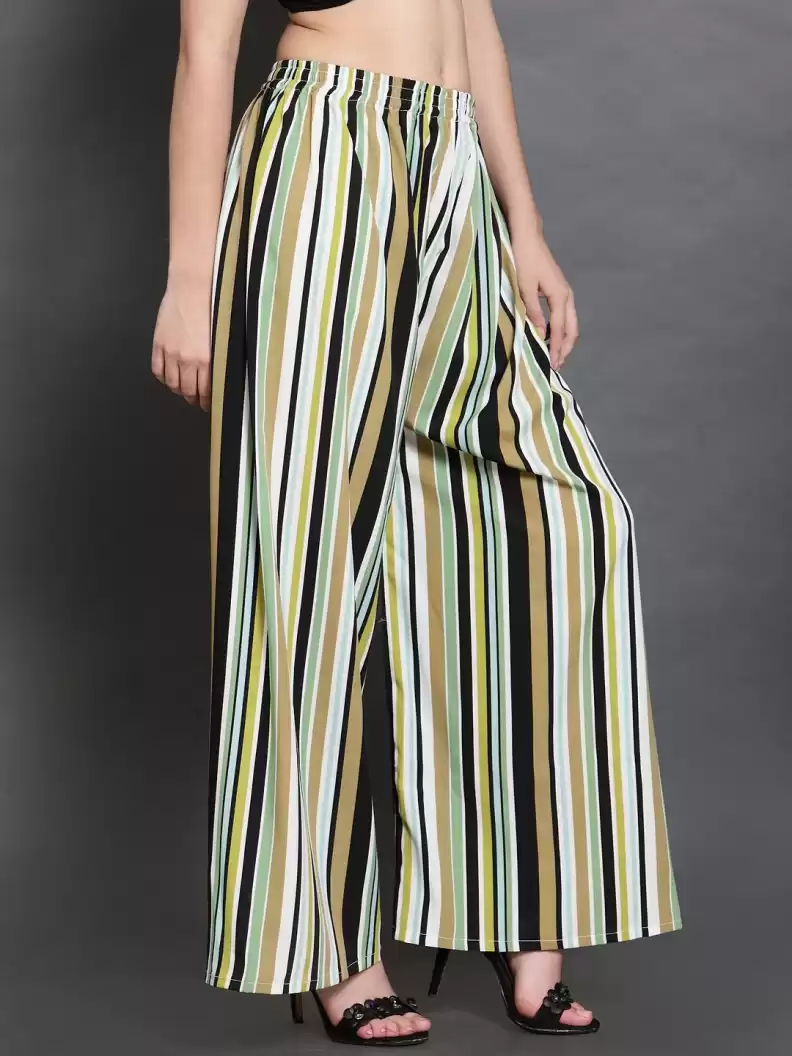 TANDUL  Regular Fit Women Multicolor Crepe Trousers