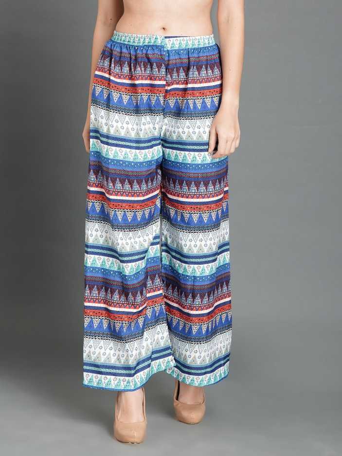 Regular Fit Women Multicolor Crepe Trousers