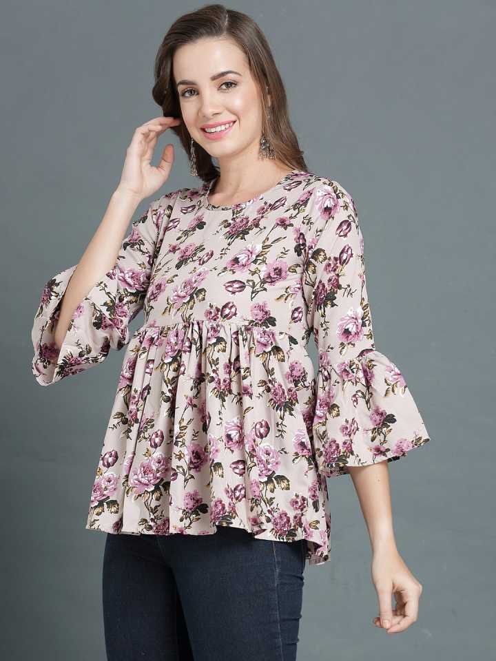 TANDUL  Casual Bell Sleeves Printed Women Green, Pink Top