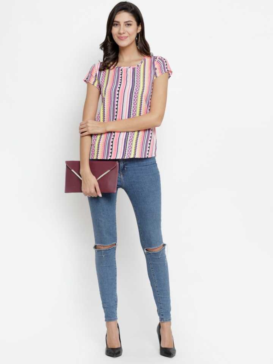 TANDUL  Casual Regular Sleeves Printed Women Multicolor Top