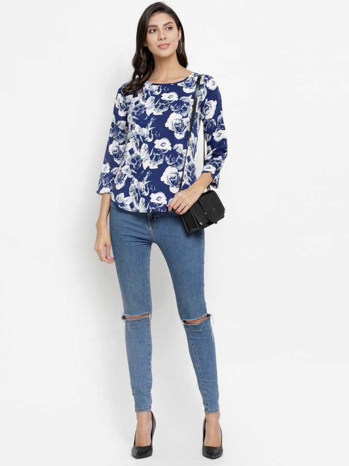 TANDUL  Casual Regular Sleeves Floral Print Women Multicolor Top