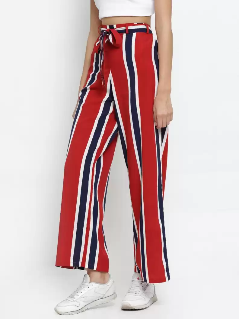 TANDUL  Regular Fit Women Multicolor Crepe Trousers