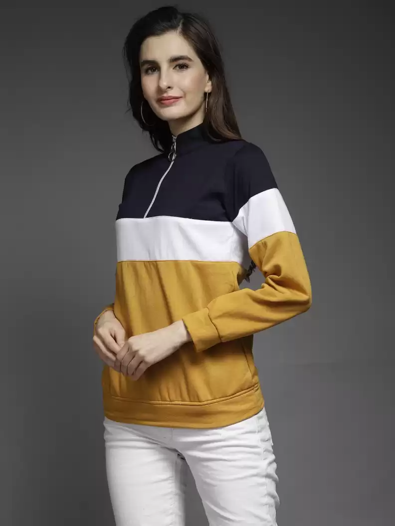 TANDUL  Full Sleeve Color Block Women Sweatshirt