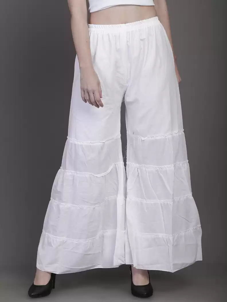 TANDUL  Regular Fit Women White Rayon Trousers